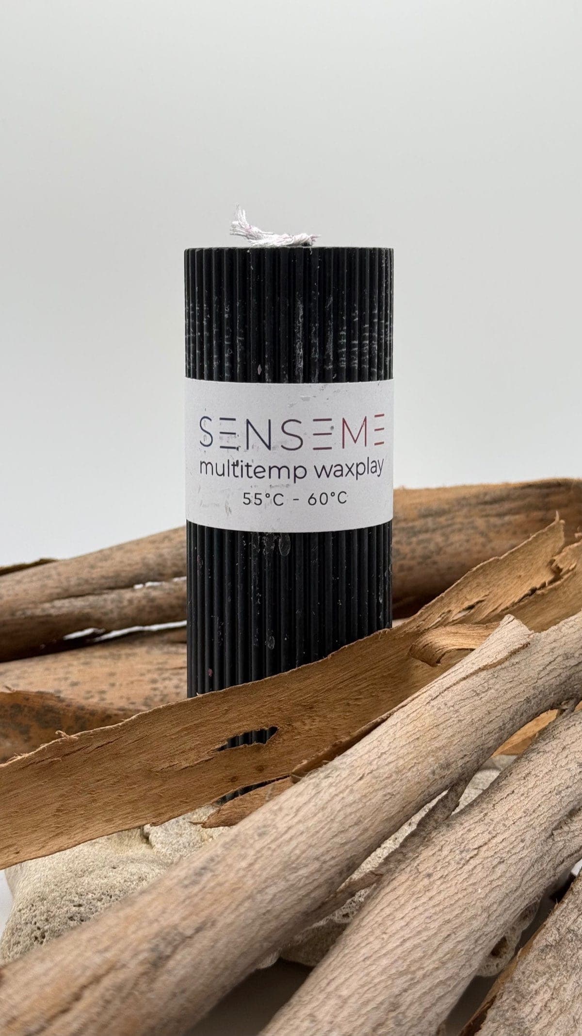 60°C Black wax play candle — vetiver scent, body safe soy blend with three wicks